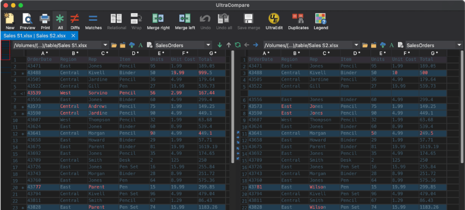 Excel 对比